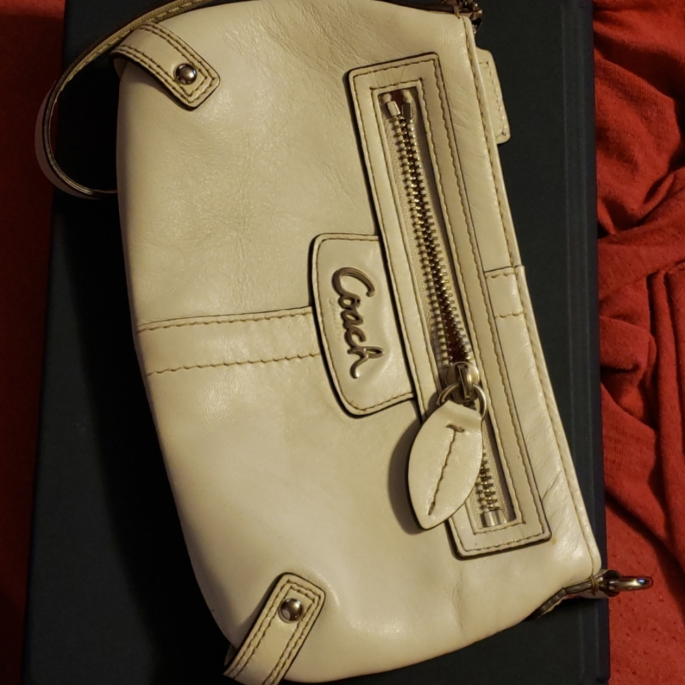 Coach white wristlet